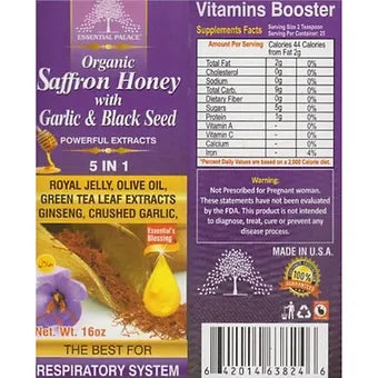 Organic Saffran Honey with Garlic & Black seed-Live Life Healthy The Herbal Way